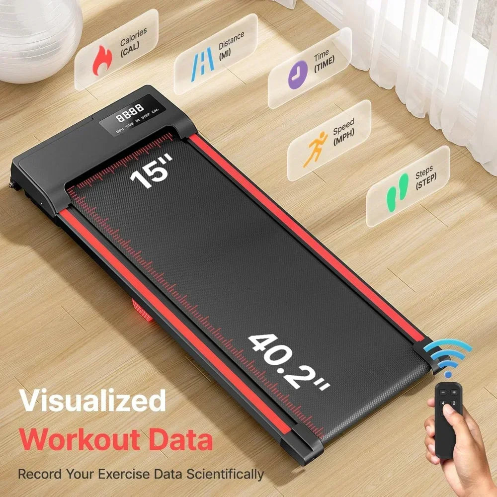 2-in-1 Under Desk Walking Pad Treadmill with Remote