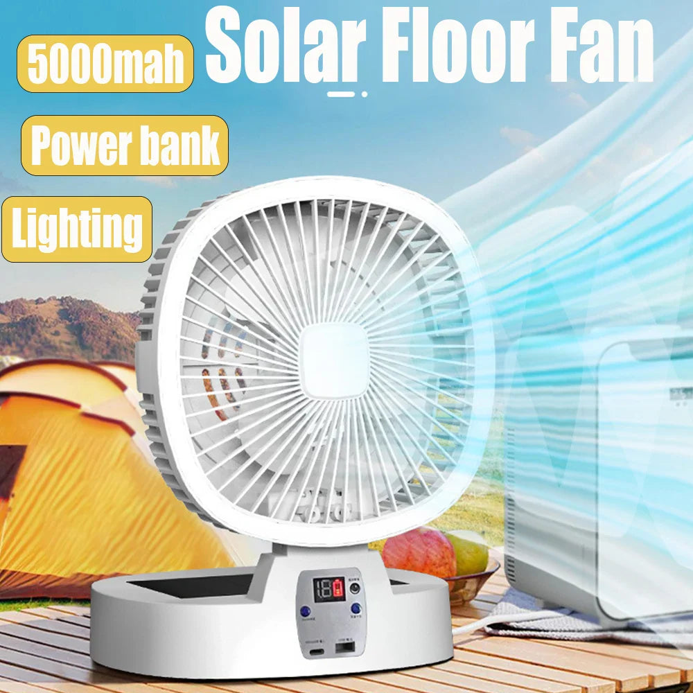 Solar Powered Desktop Fan – Quiet, Foldable, Solar Charging