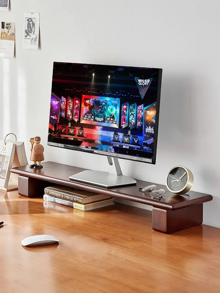 100cm Wooden Desktop Monitor Stand with Storage Shelf