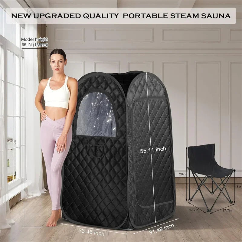 Home Spa Steam Sauna Kit with Dual Accessories Black