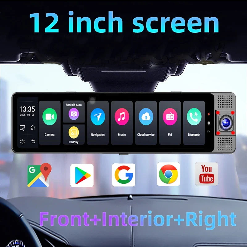 12” Smart Dash Cam with CarPlay, GPS, and WiFi