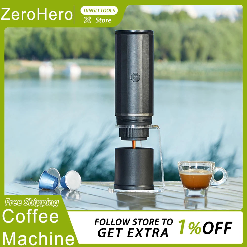 Portable Automatic Espresso Machine Stainless Steel Outdoor Travel Coffee Maker