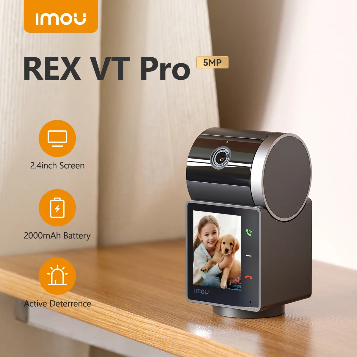 AI-Powered Home Camera with 3.6mm Lens, No Battery