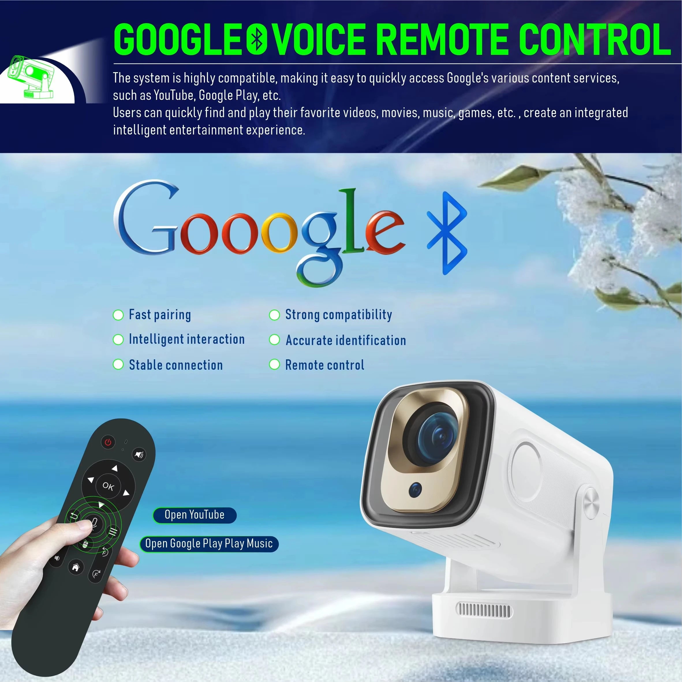 Portable 4K LED Projector with Bluetooth & Android 11