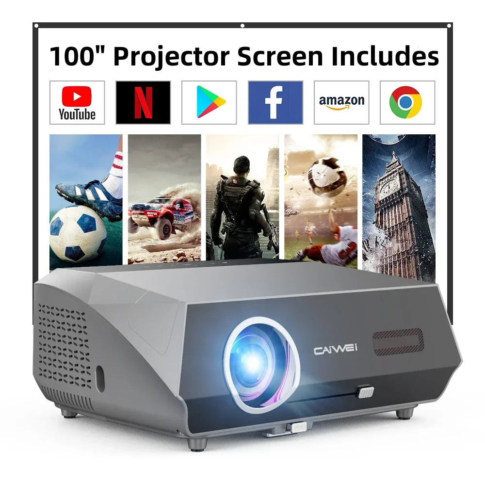 Portable 4K Home Cinema Projector Auto Focus WiFi