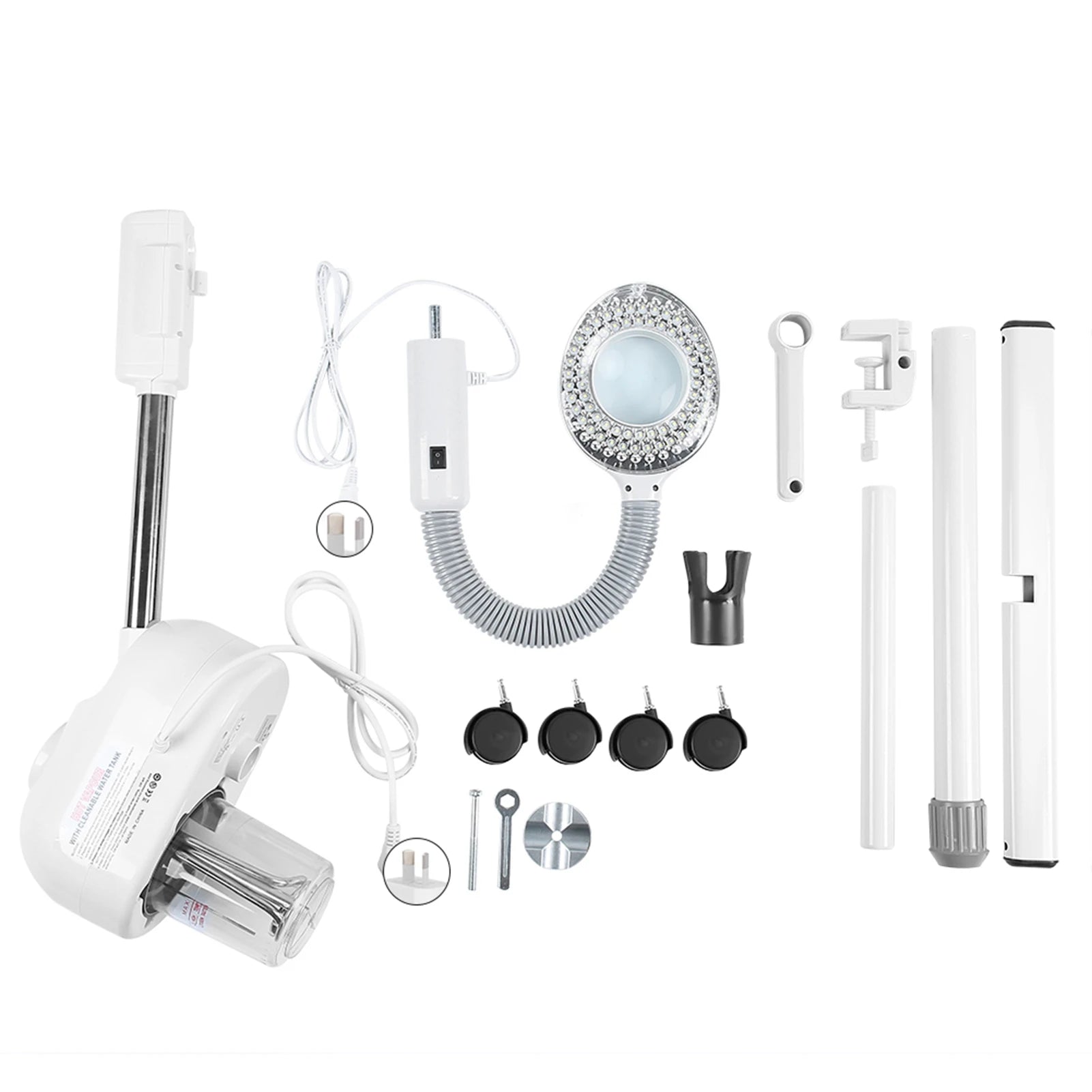 Portable 2-in-1 Facial Steamer with 5X LED Magnifying Lamp and Adjustable Stand White