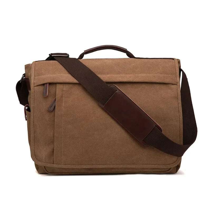 17-Inch Canvas Laptop Messenger Bag for Work and Daily Use
