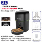 2L Black Auto Pet Feeder with 1080P Camera and WiFi