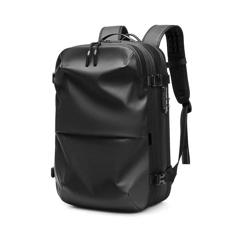 Waterproof 36–55L Travel Backpack with Vacuum Storage and Wet/Dry Separation Black