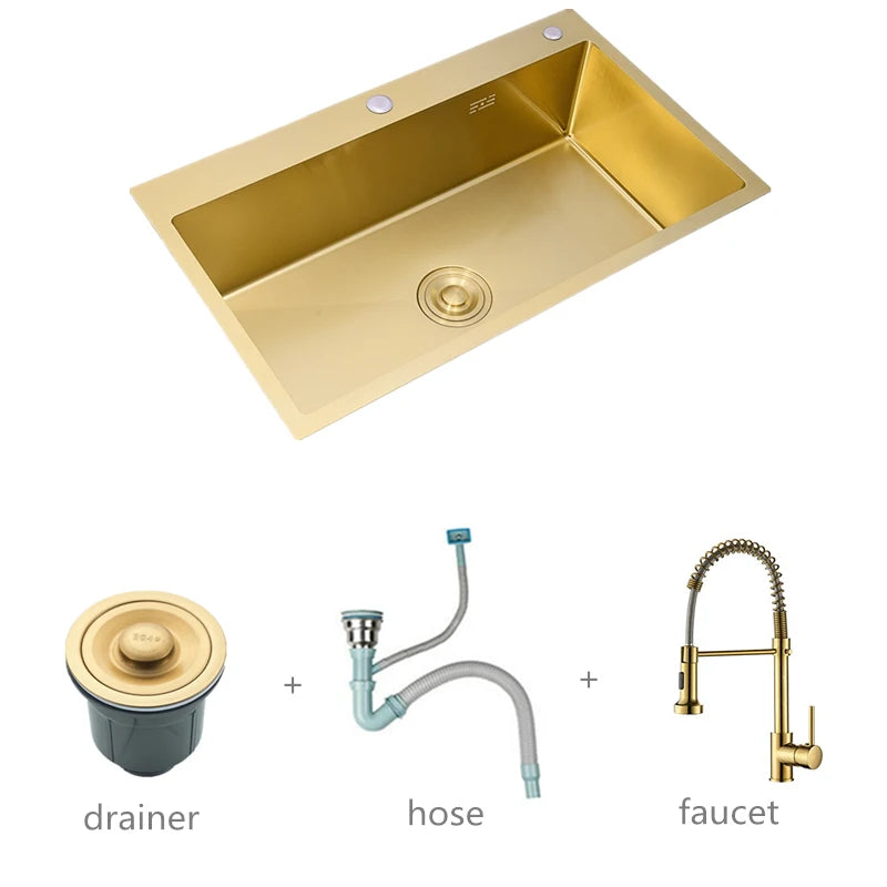 Rectangular Single Bowl Kitchen Sink with Faucet and Accessories