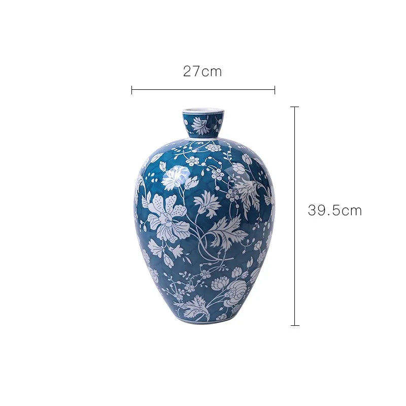 Large Ceramic Floor Vase Retro Underglaze for Living Rooms