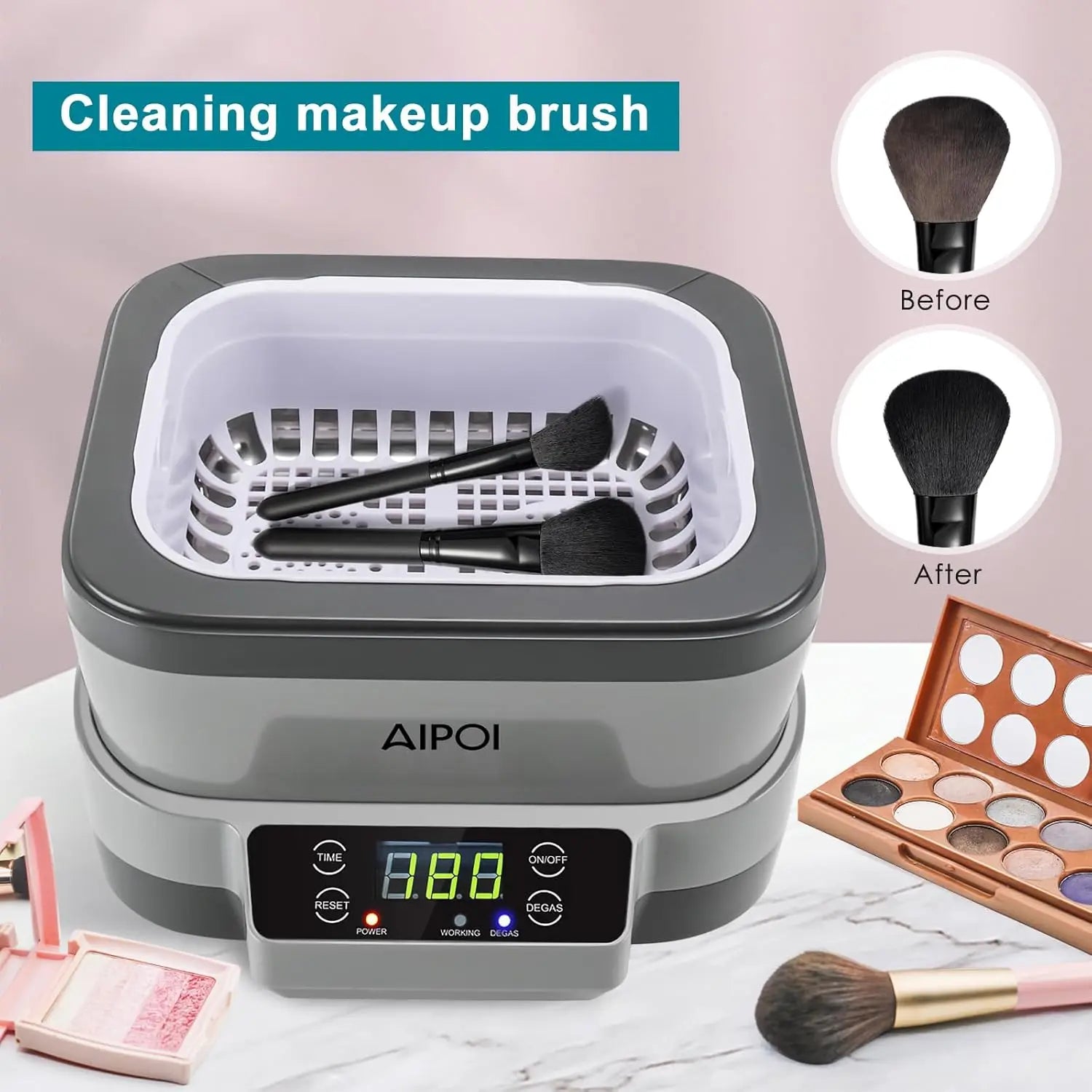 Portable Ultrasonic Cleaner 1.2L 70W with Timer & Degas for Jewelry, Glasses & Accessories
