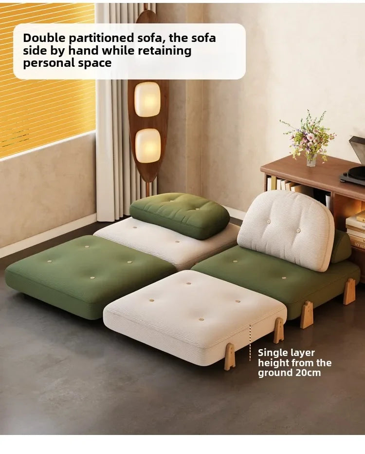 Compact 2-in-1 Folding Sofa Bed Extendable Modern Tatami Couch for Living Room (Grey)