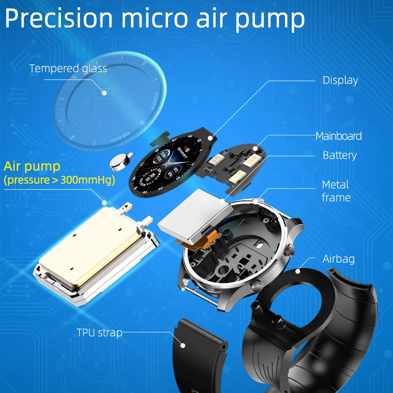 Rechargeable IP68 Smartwatch – ECG, Heart Rate & Blood Sugar Tracker