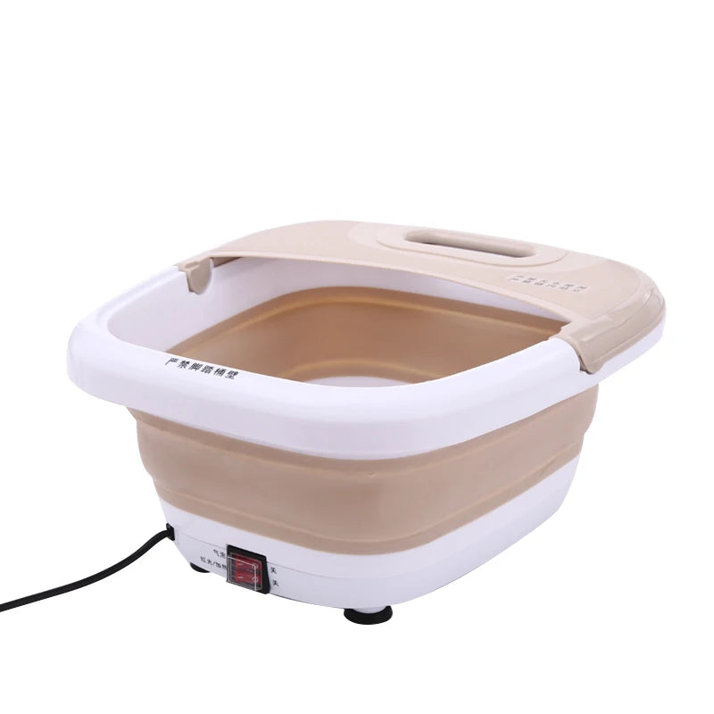 Brown Infrared Foot Bath Massager with Bubbles and Foldable Tub