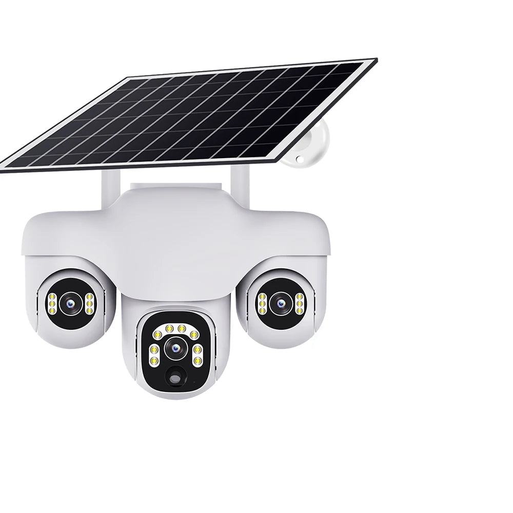 Outdoor 15MP 4G Solar Security Camera Triple Lens, 360° PTZ, Waterproof, Remote Viewing