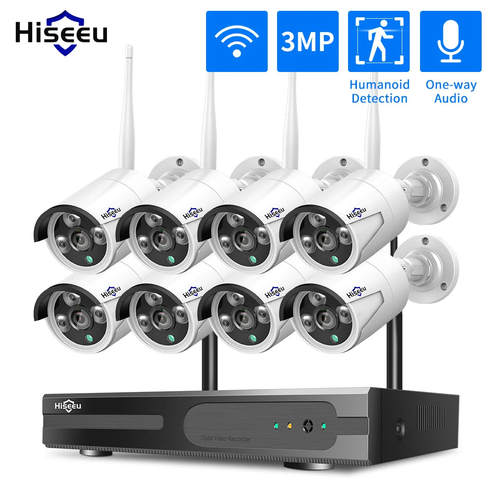 16CH Wireless CCTV Kit with AI Human Detection & Night Vision