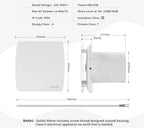 100mm Smart Bathroom Exhaust Fan with Wi-Fi, Humidity & Motion Sensors – 220–240V