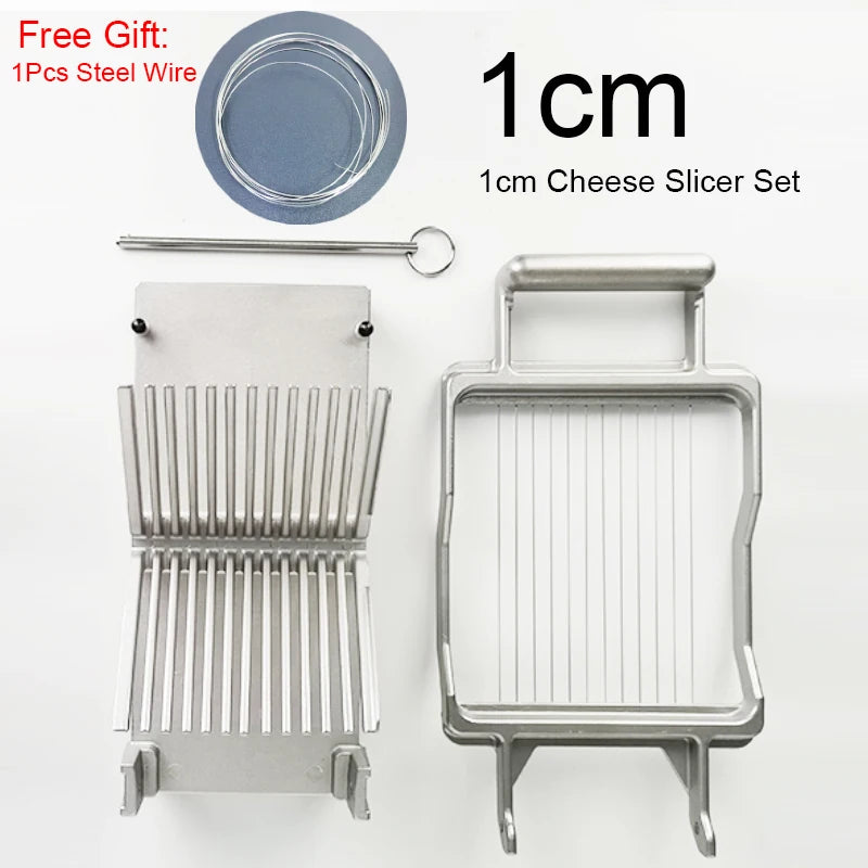 1cm Stainless Steel Wire Cheese Slicer Compact Aluminum Cutter for Soft Cheese & Sausages
