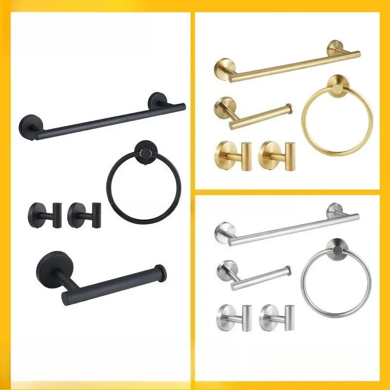 4-Piece Stainless Steel Bathroom Towel Rack Set Black