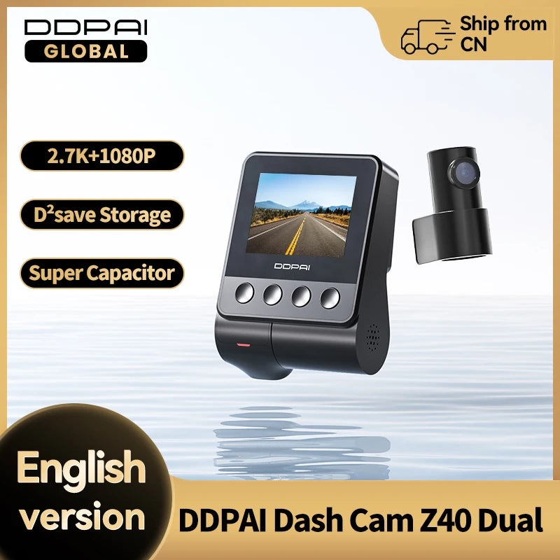 2.7K Dual Dash Cam with GPS, Wi-Fi & 24H Parking