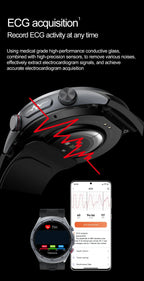 Red Smartwatch with Medical-Grade ECG & Fitness Tracker