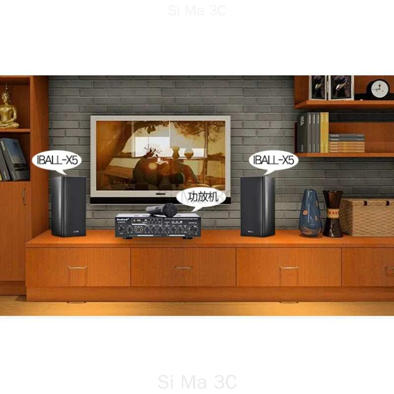 Portable 2.0 Stereo Speakers Wooden Cabinet, HiFi Surround, 60W Output for Home Audio