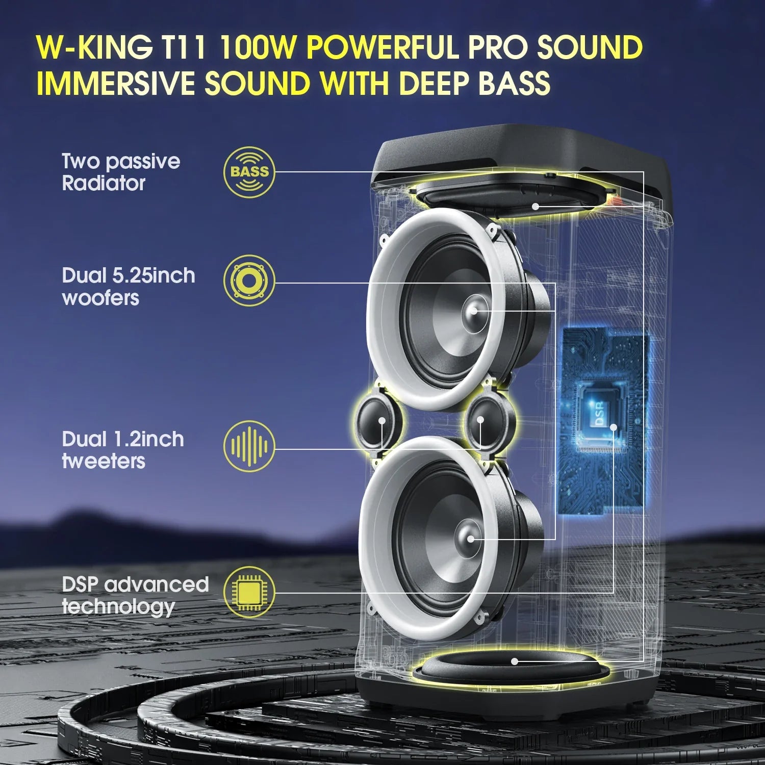 Bluetooth 5.3 Wireless Speaker 115dB Loud Sound for Outdoors