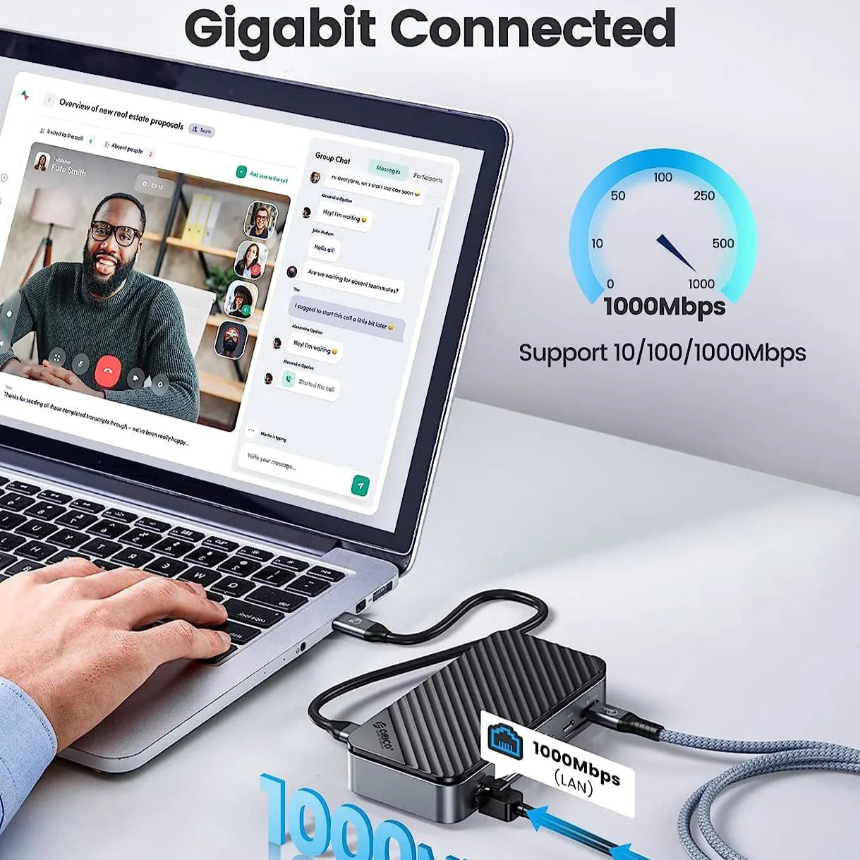 10-in-1 USB-C Dock with M.2 NVMe/SATA SSD Enclosure, 4K HDMI, RJ45, Cooling Fan, 100W PD