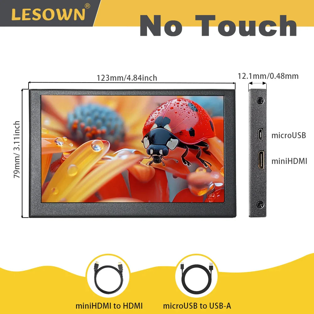 5in Black HDMI LCD Monitor – Portable IPS Screen for Pi & Cameras