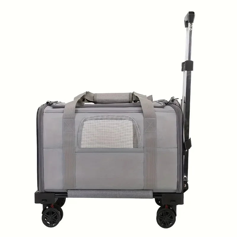 Portable Pet Carrier with Detachable Wheels Airline Approved Rolling Travel Bag for Small Cats & Dogs