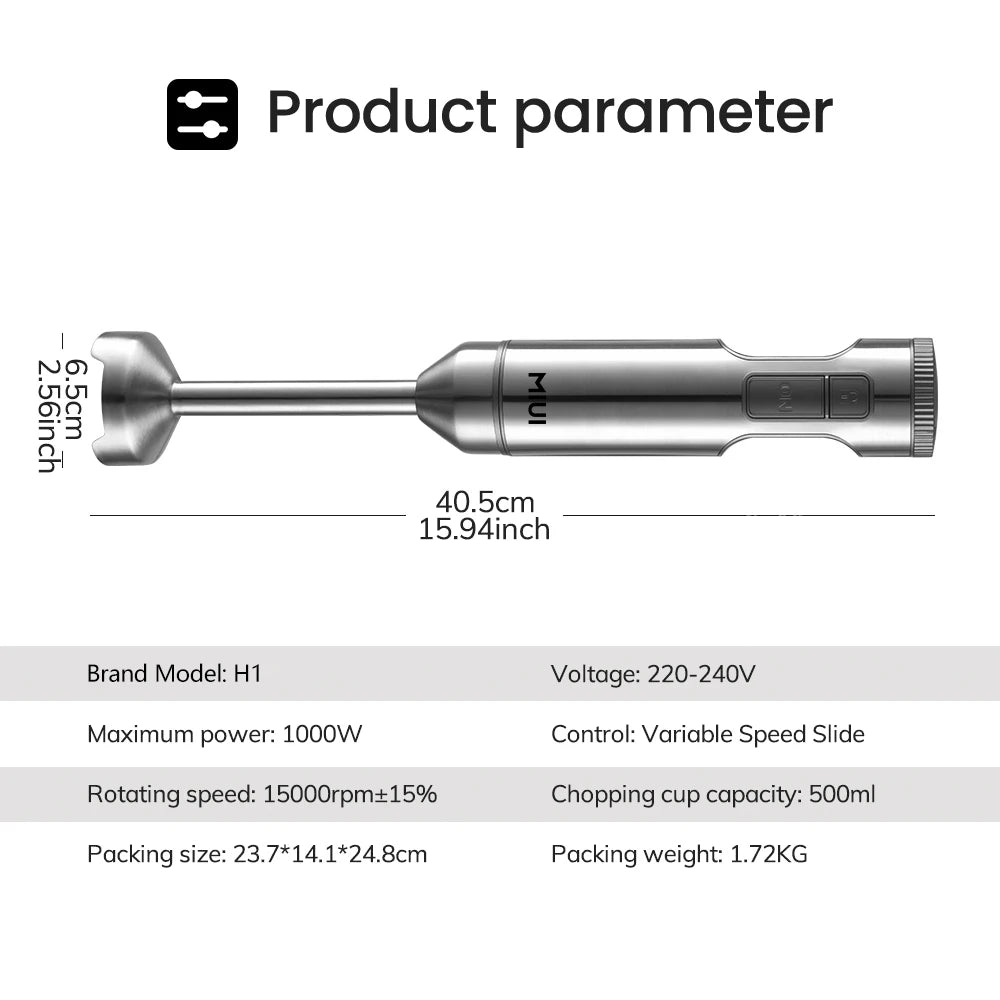1000W 4-in-1 Immersion Blender Silver Gray Hand Mixer with Beaker, Chopper & Whisk AU Plug