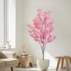 100CM Artificial Pink Cherry Blossom Tree with Realistic Trunk & Silk Blooms – Indoor Décor for Home, Office & Weddings