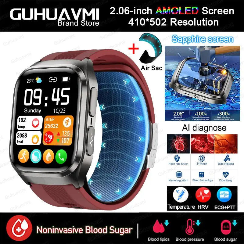 2.06" AMOLED Smartwatch ECG Blood Pressure Monitor