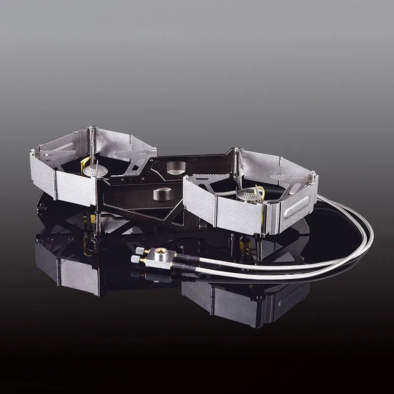 Lightweight Folding Double Burner Stove for Camping, Hiking and Outdoor Use