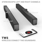 Wireless Home Theatre Sound Bar Bluetooth 5.1, 3D Stereo, FM Radio, TF/USB/AUX/RCA, Remote Control