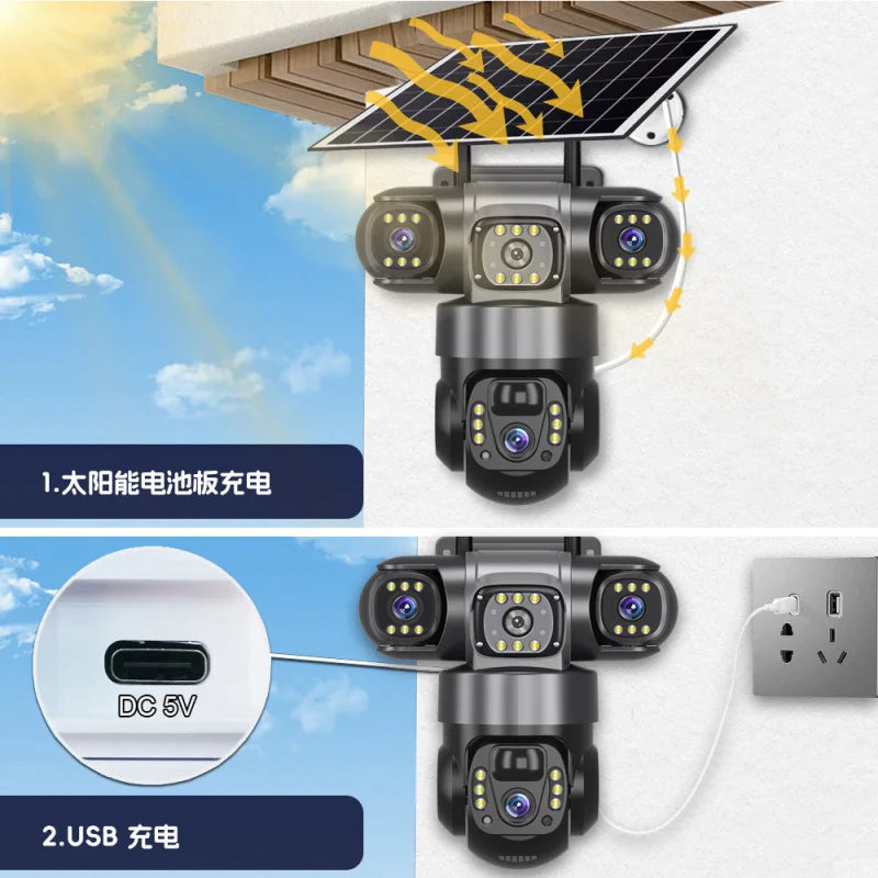 Rechargeable WiFi Outdoor Security Camera with Solar Power, HD 1080p & Auto Tracking