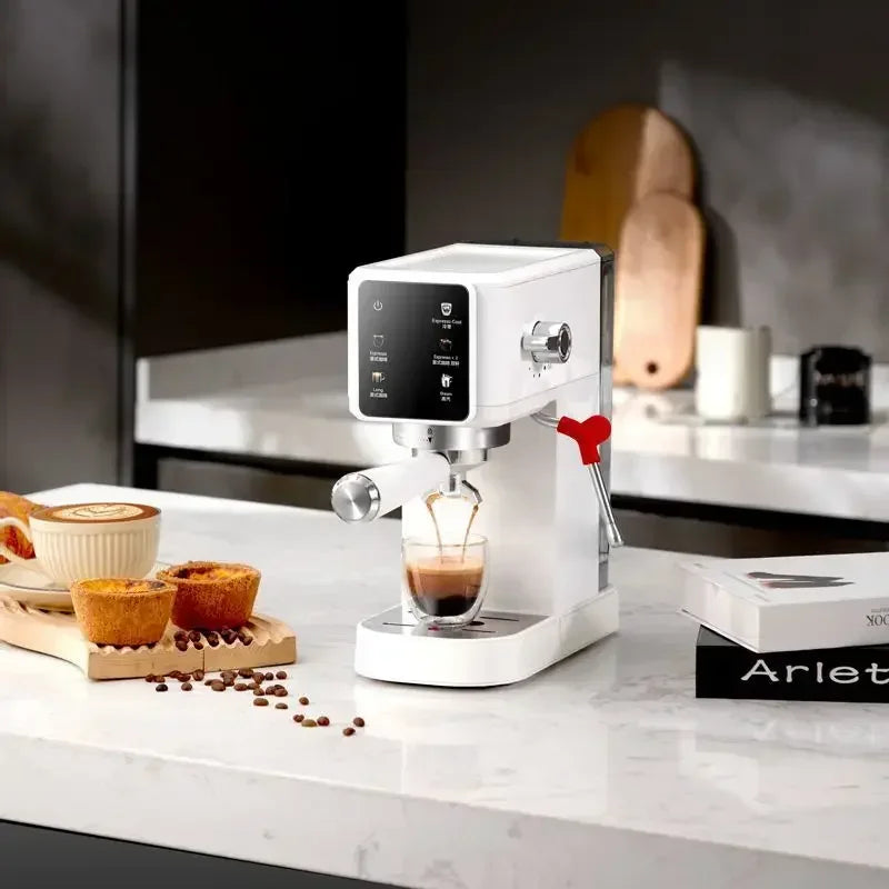 Compact Semi-Automatic Coffee Machine with High Pressure Extraction for Home & Office Light Grey