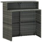 120cm Grey Rattan Outdoor Bar Table with Powder-Coated Steel Frame & Shelf