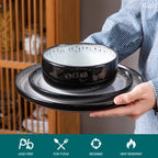 18-Piece Ceramic Dinnerware Set Black & White Plates and Bowls for 6 People
