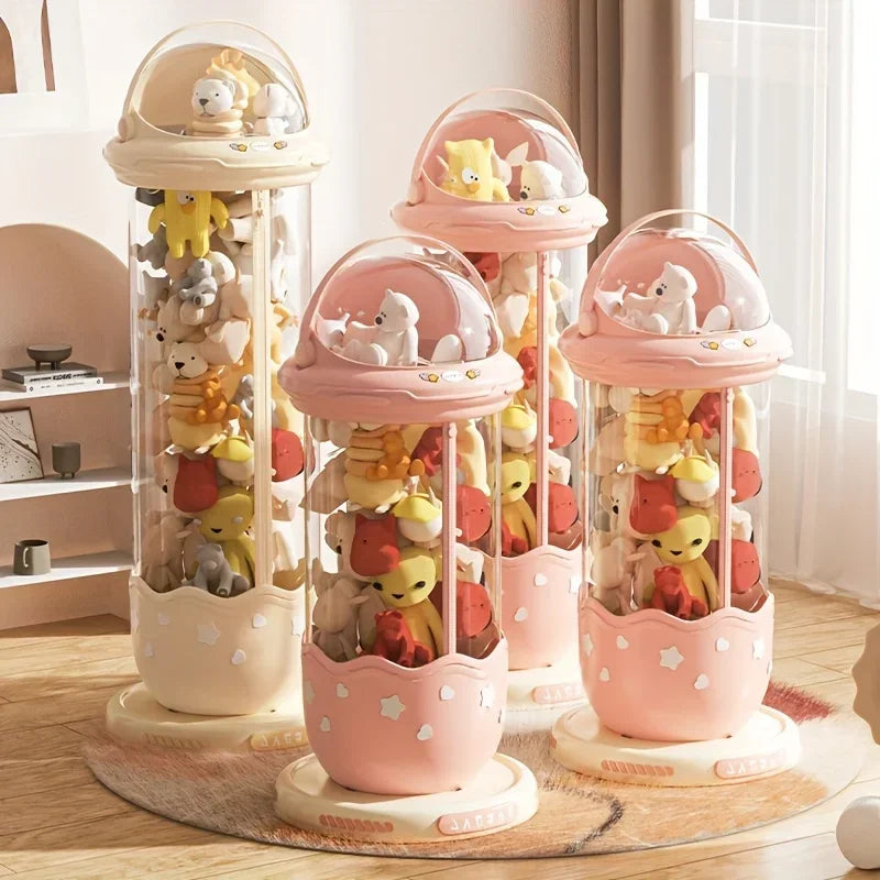 172cm Transparent Doll Storage Bin with LED & Wheels