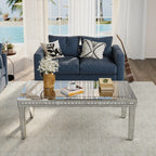 120cm Rectangular Mirrored Coffee Table with Crystal Inlay – Silver Accent Centrepiece