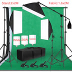 Portable 2m Photography Lighting Kit with Backdrop Stand