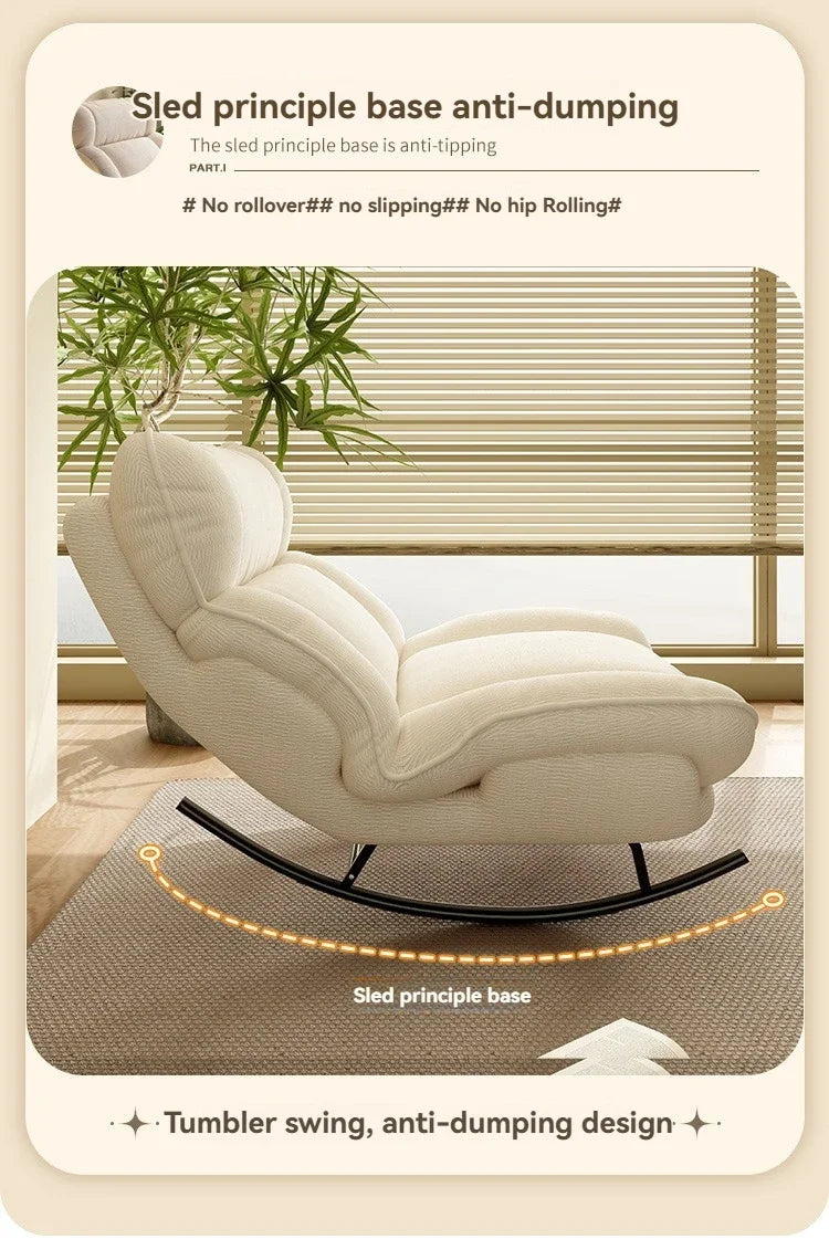 Modern Off White Rocking Sofa Chair Reclining Lounge Seat for Living Room