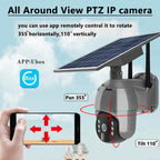 4G LTE Outdoor Solar Security Camera 5MP HD PTZ Wireless with 360° View & Night Vision