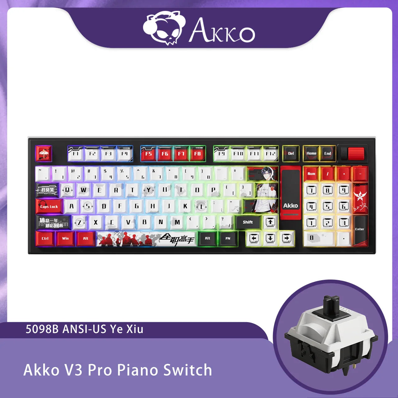 Wireless Mechanical Gaming Keyboard 96-Key RGB Hot-Swap Ye Xiu