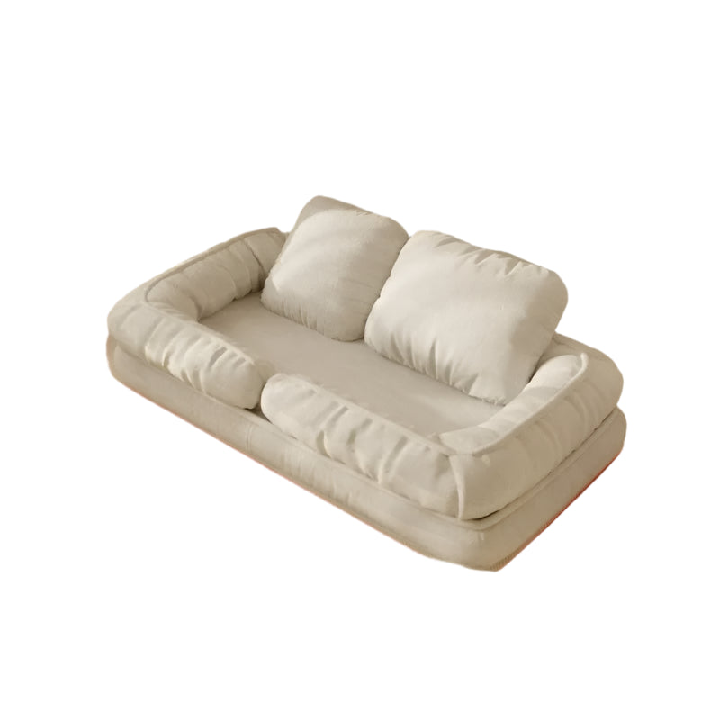 2-in-1 Convertible Floor Sofa Bed Compact Foldable Lounge Chair (White Small)