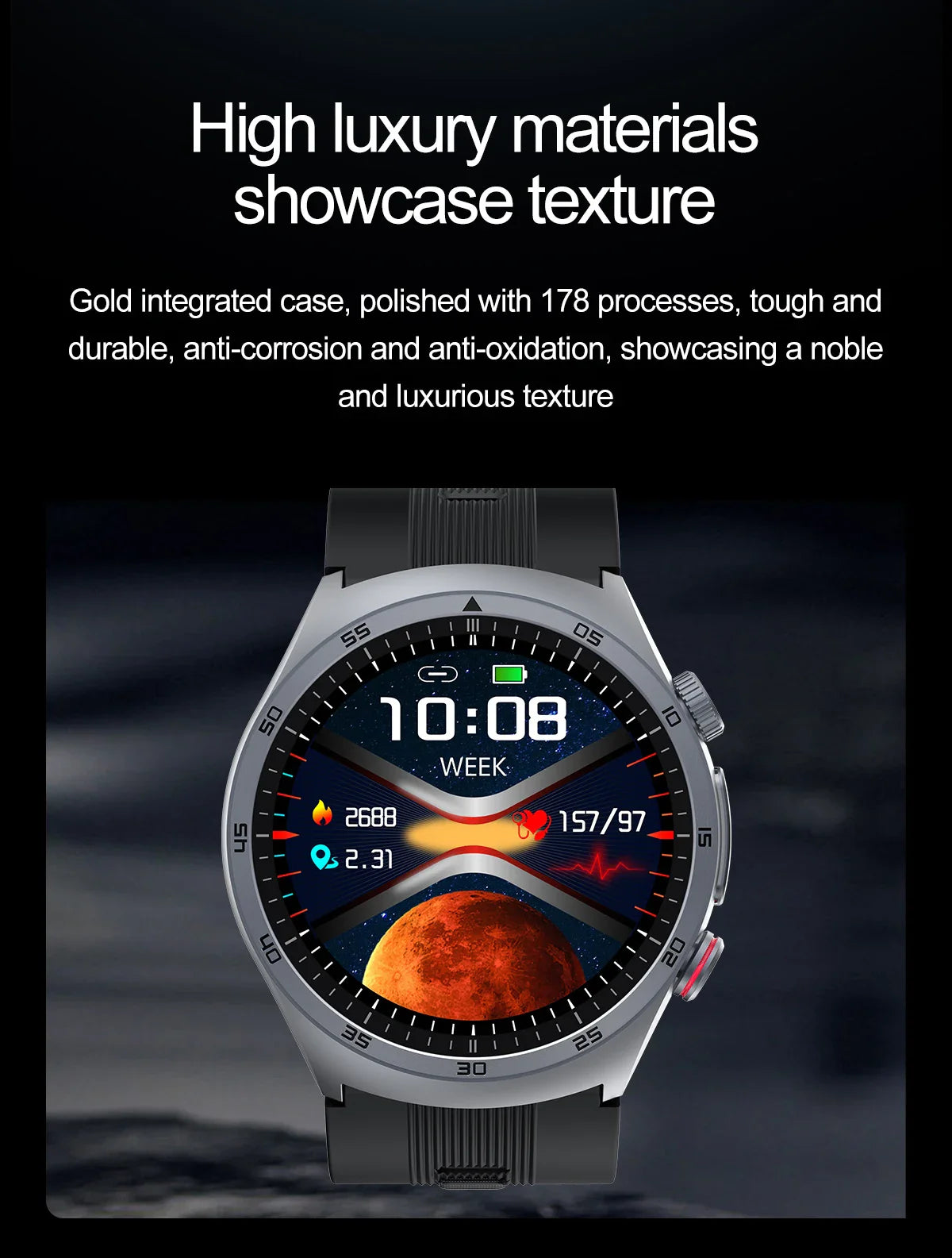 Blue Smartwatch with Medical-Grade ECG & Fitness Tracker