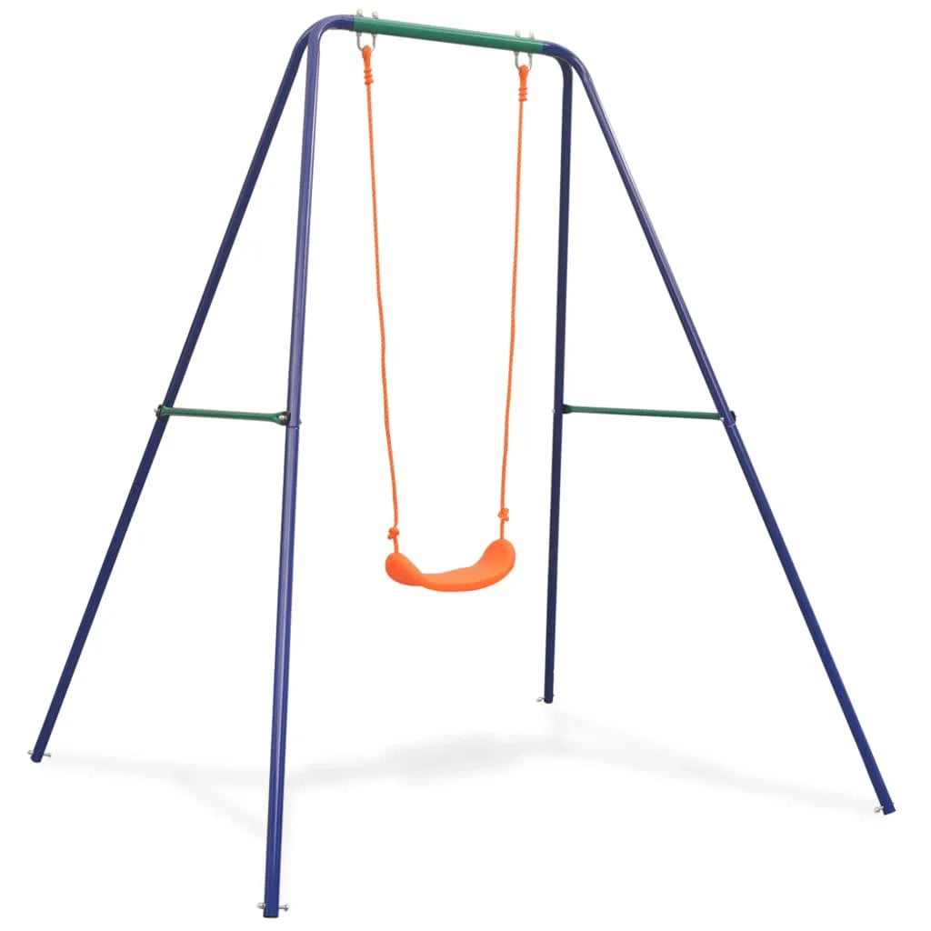 Durable Outdoor Swing Set with A-Frame and Plastic Seat – Easy Assembly