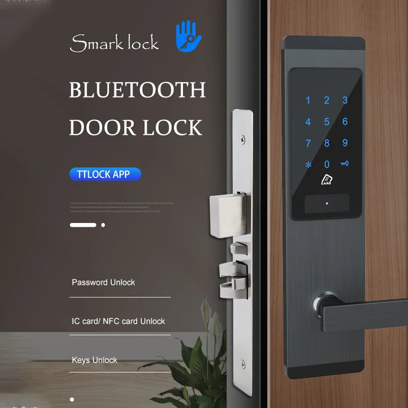 Electronic Digital Door Lock with App Control, NFC, IC Card & Mechanical Key Options